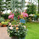Metal Flamingo Garden Stakes Welcome Yard Sign Decorative Pink Flamingos Ornament Indoor Outdoor Party Stake Lawn Art Patio Backyard Flower Bed Decor (set of 2, S)