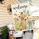 Baccessor Spring Summer Dog House Flag 28x40 Inch Double Sided Burlap, Floral Flowers Large Garden Flag Holiday Yard Porch Patio Farmhouse Outdoor Outside Decoration