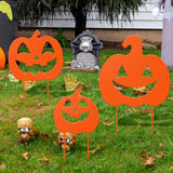 3 Pack Halloween Decorations Outdoor Metal Halloween Garden Stakes Metal Ghost Pumpkins Black Cat Yard Signs Decor for Outside Garden Lawn Porch Patio Party Decorations(Pumpkin Style)