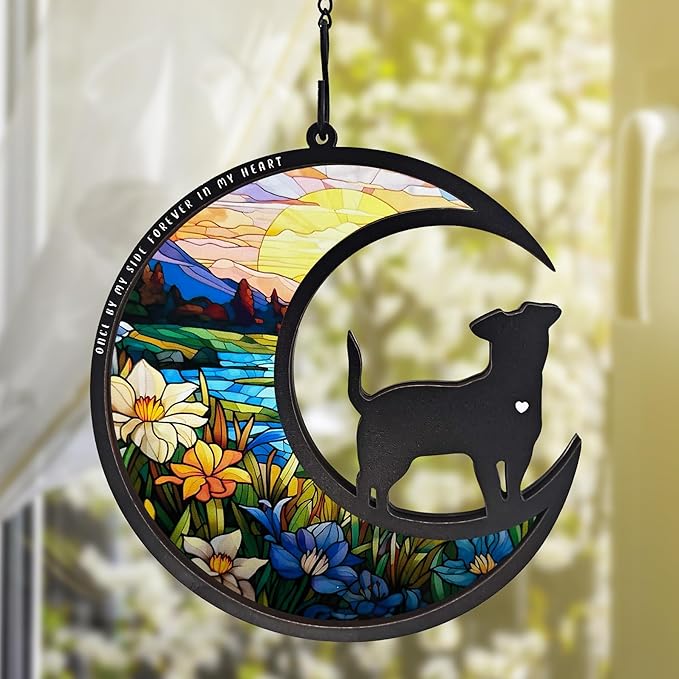 BamLue Dog Memorial Suncatcher Ornament for Home Decor, Loss of Dog Sympathy Gift, Suncatchers for Windows Hanging, Pet Loss Gifts, Remembrance Gifts for Pet Lovers