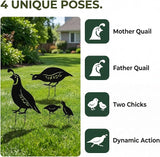 NUOBESTY 4Pcs Quail Family Garden Stakes, Metal Bird Yard Decor Decorative Garden Art Sculptures Statues for Outdoor Lawn Ornament & Patio Backyard, Bird Lover Favors for Women Mom Grandma