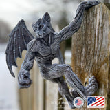 Dragon Winged Gargoyle Fence Hanger – Outdoor Wall Decor- Detailed Fence Topper Hanging Statue- Gothic Climbing Grotesque Dragon for Fence, Garden Patio, Porch (10" Gargoyle)