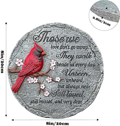 Memorial Garden Stones Red Cardinal Sympathy Gifts for Loss of Loved One - Outside Bereavement Memory Plaques Christmas Outdoors Home Decor Stepping Stone