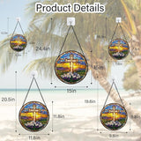 DASTOLL Christian Gifts for Women - Cross Stained Glass Window Hanging Jesus Easter Daisy Grassland Sunset Sun Catcher Garden Religion Decor Mother's Day Catholic Gift for Men Grandma Nana Her 9.8"