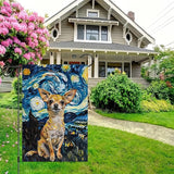 BlissYard Chihuahua Garden Flag 12x18 Double Sided Flag Starry Night Garden Flag Holiday Seasonal Yard Flag for Outside Welcome Porch Yard Patio Yard Banner