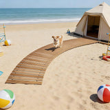 6FT Curved Wooden Garden Pathway Walkway Outdoor Roll Out Decorative Garden Non-Slip Patio Path Decorative Boardwalk Outdoor Road Floor for Backyard Beach Wedding Party