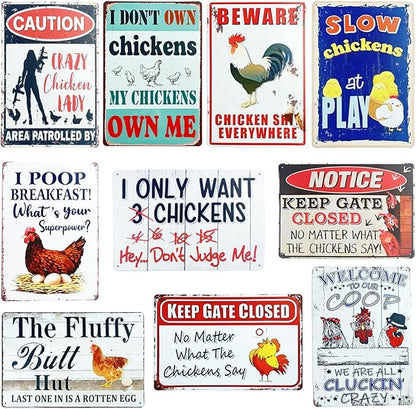 10 Pack Chicken Coop Signs,8 x 12 Inch Funny Metal Chicken Signs, for Home Kitchen Decor Chicken Lovers Gifts, chicken signs for coop funny outdoor