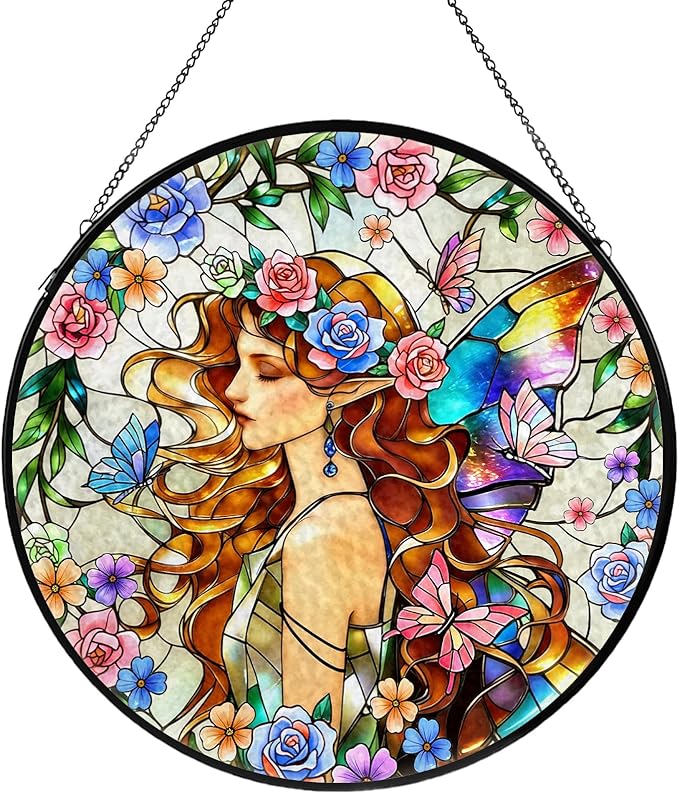 Spirits Stained Glass, Suncatcher for Window Hanging, Decoration for Window Sun Catcher Wall Art for Mom Grandma, Gifts for Spirits Lovers, for Home Yard Office Decor