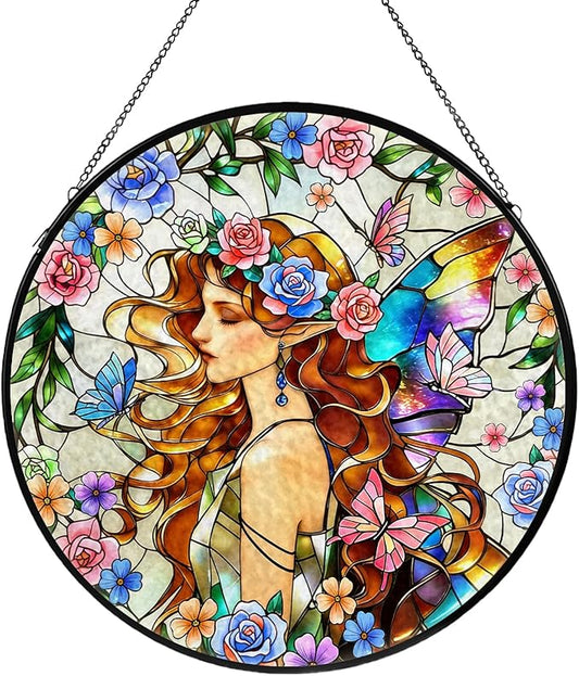 Spirits Stained Glass, Suncatcher for Window Hanging, Decoration for Window Sun Catcher Wall Art for Mom Grandma, Gifts for Spirits Lovers, for Home Yard Office Decor