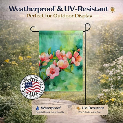 Caroline's Treasures Delaware Peach Blossom in Watercolor Garden Flag Mailbox Flag Decorative Yard Flag Banner Outside Patio Artwork Yard Flower Beds, Garden Size, Multicolor