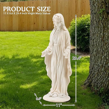 Virgin Mary Statue Outdoor, 29.4" H Garden Statue, Blessed Mother Mary Statues Catholic, Durable Weather Large Statue of Our Lady Mary for Patio Yard Home Decor