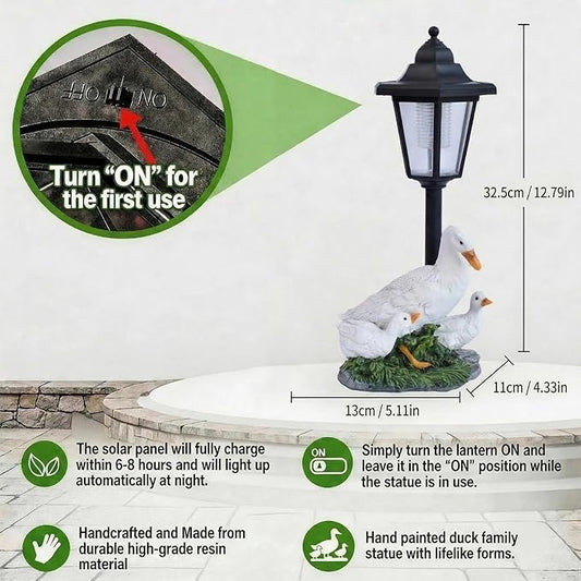 Solar Duck Family Garden Statue with Lights, Resin Mother Duck & Ducklings Figurine Outdoor Decor for Lawn Yard Patio Pathway