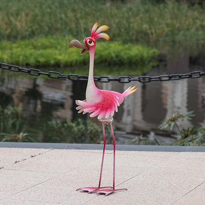 Natelf Flamingo Peacock Metal Yard Art Garden Sculpture Flamingos Peacocks Outdoor Decorations Large Garden Statues for Yard Patio, Porch, Home for Women, Mom, Grandma