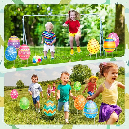 Beeveer 12 Pcs Easter Yard Signs Lawn Sign with Stakes Easter Egg Yard Decor Outdoor Lawn Decorations Hanging Ornaments for Spring Patio Garden Party Supplies Photo Props
