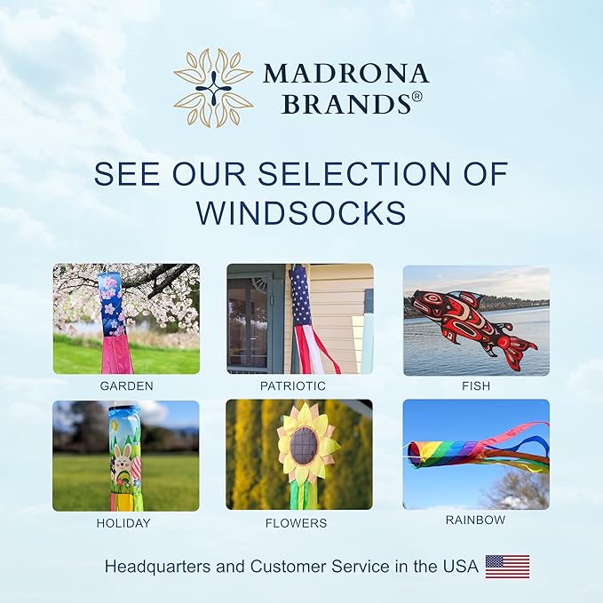 Madrona Brands Spring Tulip Flowers Windsock for Outside 48 Inch | Durable Outdoor Decorative Hanging Wind Sock Flag | Yard, Garden, Patio