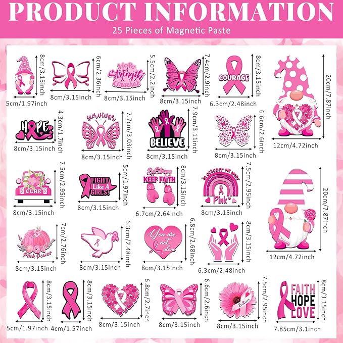 Amyhill 12 Pcs Breast Cancer Awareness Yard Signs Decoration for Outdoor Pink Ribbon Garden Lawn Signs with Stakes Waterproof Decor Gifts for Women Festive Holiday Party Patio Lawn Walkway Decoration