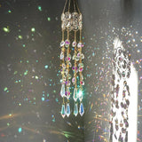 H&D HYALINE & DORA 15.5 Inch Crystal Suncatcher Hanging Window Sun Catcher with Colorful Beads Chain Gold-Plated Rainbow Maker for Indoor Outdoor Garden Christmas Decoration