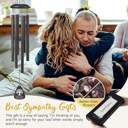 Memorial Gifts for Loss of Wife, 25''Memorial Wind Chimes of Sympathy Gifts for Loss of Wife,Condolence/Bereavement/Remembrance Gift,Windchimes in Memory,Funeral Decor for Garden Outside,Black