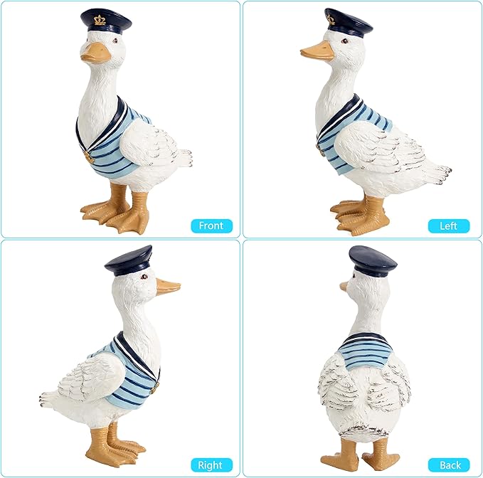 Leekung Duck Garden Decor Outdoor Porch Duck Statues Resin Sculptures Decorative Lawn Ornaments for Outside Garden Fence Patio Yard Animal Beach Nautical Decor Gardening Gifts for Women