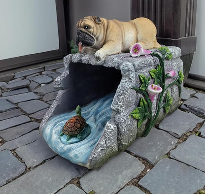 Dog Sculpture Gutter Diverter Rain,Deco Gutter Extension Downspout,Eco-Friendly Resin Statues Gutter Extender Diverter,Splash Block, Perfect Rain Gutter Downspout Extension for 3"x4" Downspouts