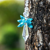 Rainbow Guardian Angel Crystal Suncatcher for Home Car Decoration Porch Decor Hangings Crystal Glass Ornament for Mom Women (Blue)