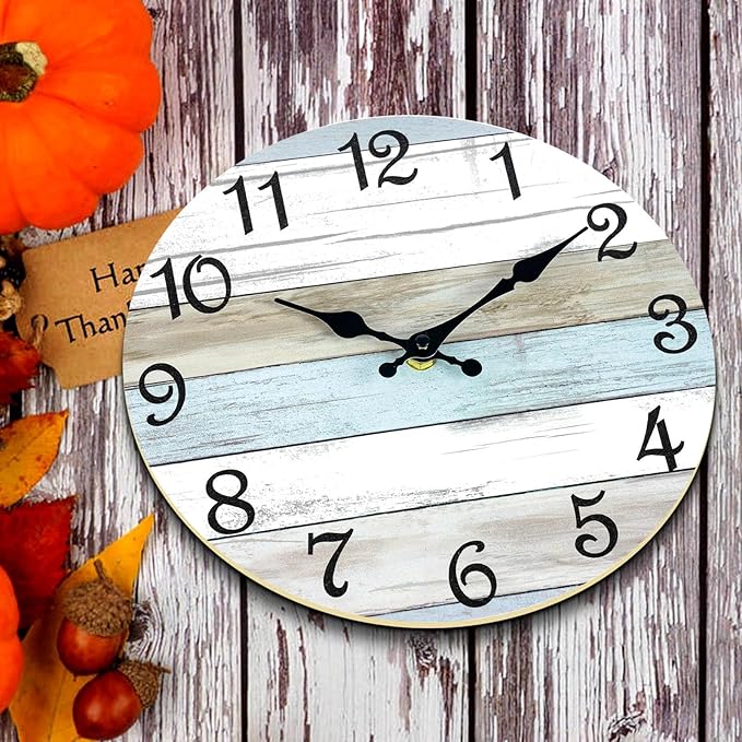 CHYLIN Wall Clock - 18 Inch Silent Non Ticking Wall Clocks Battery Operated, Larger Clock Decorative for Living Room, Kitchen (Blue)