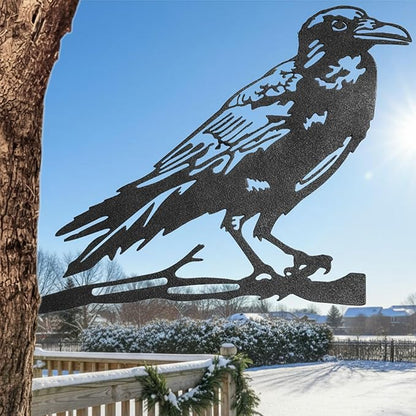 Renovatio Metal Bird Decor, Gifts for Mom, Artistic Raven Silhouette, Metal Garden Ornament, Outdoor Tree Decorations – A Remarkable Yard & Lawn Decor – Raven (Black)