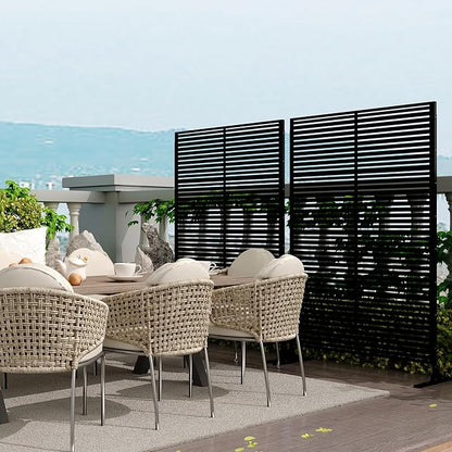 Garveelife Metal Privacy Screen 72" H×47" W for Outdoor Freestanding Decorative Privacy Wall Panels with Stand, Patio Balcony Screens for Outside Divider Deck Porch Garden, 1PC