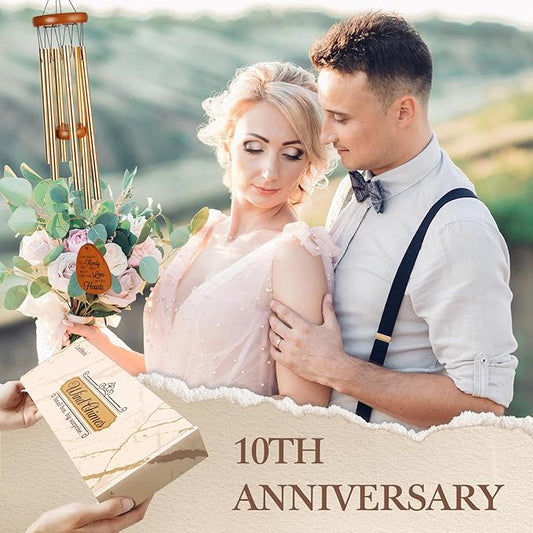 Leebbsin 10th Anniversary Wind Chime, 10th Anniversary Romantic Gifts for Him, Her, Couple, Men, Women, Wife, Husband, Newlywed, Aluminum Anniversary's Keepsake Gifts Ideas