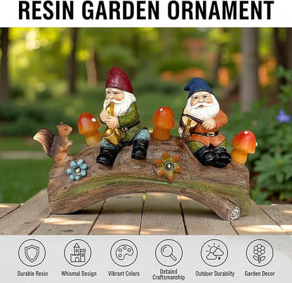 Solar Powered Squirre Gnome Mushroom Light 14" Weatherproof Resin Garden Decor Auto-Sensor Outdoor Lamp Warm White Fairy Light Housewarming/Birthday Bullet Points