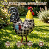 Zhengmy Metal Rooster Garden Statue Lifelike Colorful Metal Rooster Yard Decor Hand-Painted Iron Chicken Sculpture for Patio Lawn Backyard Farmhouse Outdoor Indoor Decoration(Lustrous White)