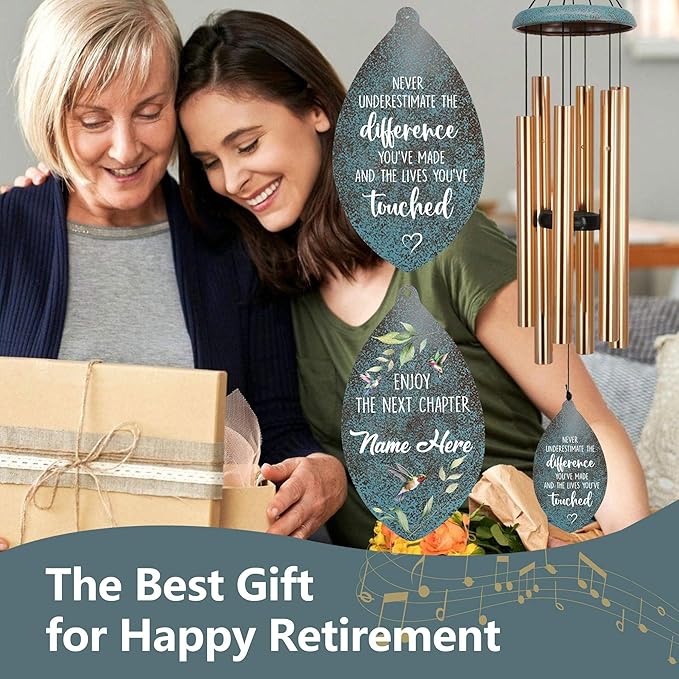 ASTARIN Personalized Retirement Wind Chimes for Women, Custom Retire Gifts for Friend Boss Colleagues Neighbors Grandfather Grandmother, Happy Retirement Going Away Ideas(Produced in USA)