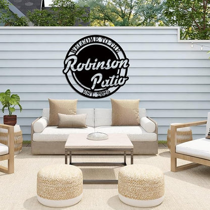 Personalized Patio Signs Outdoor Custom Deck Signs and Decor Outdoor Welcome to Our Backyard Bar And Grill Sign Wall Decor Backyard Metal Sign Personalized Outdoor Signs for Patio Housewarming Gift
