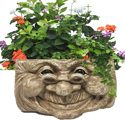 Grandma Violet Stone Wash The Face Statue Tree & Patio Wall Planter