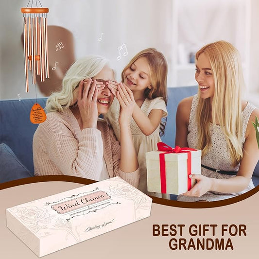 Wind Chimes for Grandma,Unique Mother's Day & Birthday Gift from Grandkids,Thoughtful Grandma Present for Thanksgiving & Holidays,Garden or Home Decoration Gift for Grandma (Rose Gold)