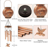YJFWAL Hummingbird Wind Chimes for Outside, Gifts for Mothers Day Woman Mom Grandma,30" Metal Hanging Solar Lantern Wind Chimes Outdoor, Garden Decor Memorial Windchimes for Patio Porch Yard
