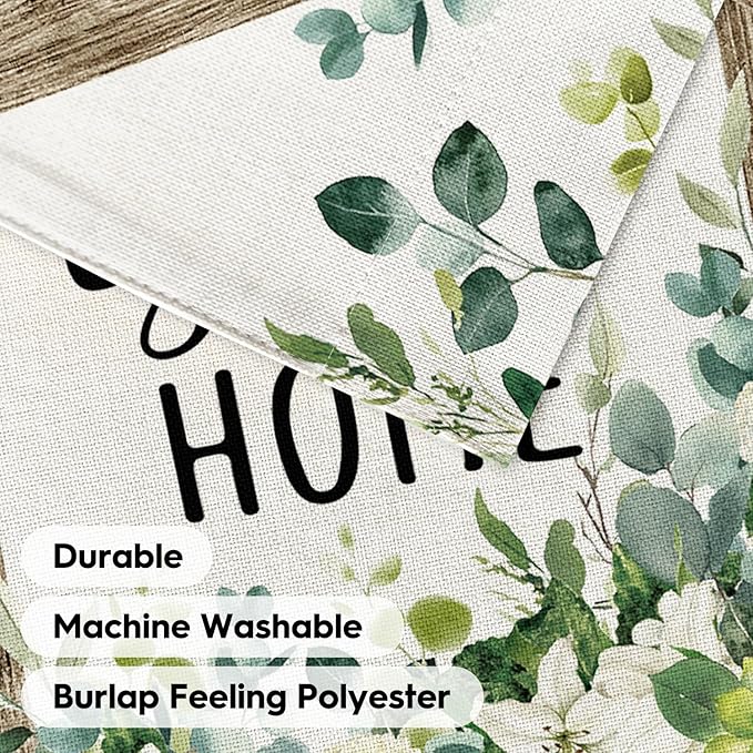 AVOIN colorlife Home Sweet Home Spring Floral House Flag 28x40 Inch Double Sided Outside, Eucalyptus Flowers Seasonal Welcome Yard Outdoor Flag