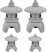 Framendino, 4 Pack Miniature Lantern Pagoda Statues Mini Zen Style Stone Lamp Decor for Bonsai Garden Decoration