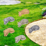 Hapivida Dog Garden Statue, 5.5in Mini Puppy Garden Memorial Stone Sleeping Dog Statue Decor Outdoor Resin Realistics Sculptures Gift Yellow