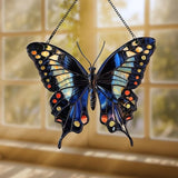 Midnight Butterfly Acrylic Suncatcher, Boho Suncatchers for Window Hangings, Stained Glass Effect Indoor Outdoor Garden Decor for Butterfly Lover, Gifts for Mother's Day, Mom, Grandma, Wife, Women