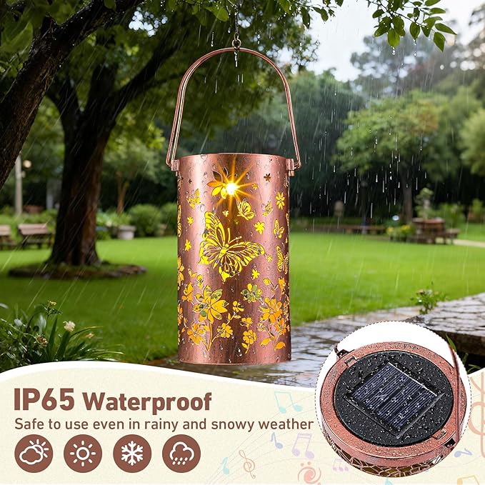 Retisee Butterfly Solar Wind Chimes Outdoor Metal Butterfly Gifts Solar Light Windchimes Outside Indoors Christmas Decoration Birthday Gift for Home Lawn Porch Patio Garden Yard