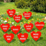 10-Piece Valentine Heart Yard Signs with Stakes Decorations – Assorted Red Heart Messages 12 Inches Large Outdoor Valentine Sweetheart Signs for Lawn, Garden, Driveway, and Romantic Party Décor