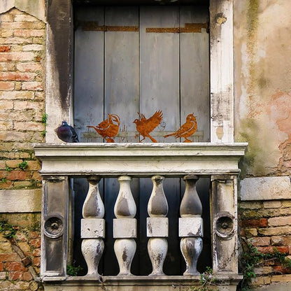 5PCS Rusty Metal Birds Garden Decor - Vintage Yard Art for Fence Decorations, Rustic Outdoor Decor, Ideal Gift for Bird Lovers (Wrens, Life-Size Silhouettes)