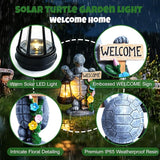 Solar Garden Statues, Resin Turtle Flower Statue w/ Welcome Sign, Waterproof Garden Figurine for Outside Yard Outdoor Home Patio Lawn Decor, Solar Animal Light for Adults Women Birthday Easter Gifts