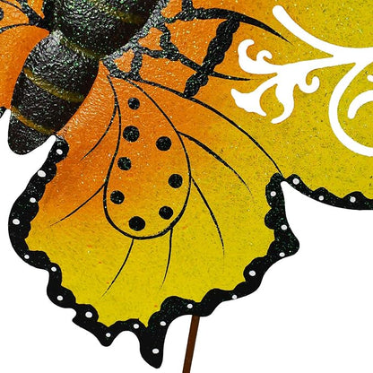 Linfevisi Metal Butterfly Garden Stakes Decor Spring Decorative Butterflies Yard Stake Lawn Ornaments Garden Decor Yard Art Decor Outdoor 18.5 Inch (Yellow)
