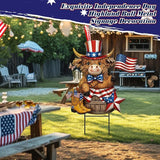 Amyhill 4th of July Highland Cow Outdoor Decor Patriotic Star Metal Garden Stakes Decorative Red White Blue Calf Lovers Yard Signs with Stakes for Independence Day Memorial Day Garden Lawn Decorations