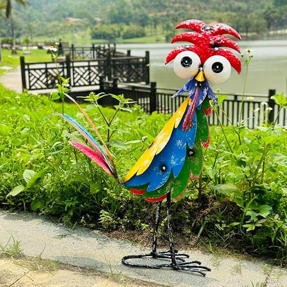 Natelf Outdoor Wacky Metal Rooster Yard Statue Decoration Roosters Decor Garden Statues Chicken Figurine Outside Decorations for Courtyard