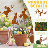 Leinuosen 5pcs Easter Bunny Garden Stakes 13 inch Metal Easter Yard Decor Rustic Rust Finish Outdoor Garden Stakes Bunny Silhouette Set for Lawn Planter Flower Pot Pathway Spring Decoration(Rusty)