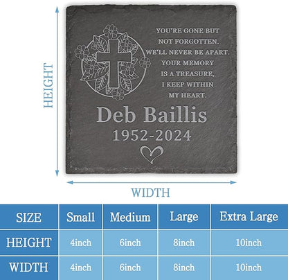 Memorial Garden Stone, Memorial Stone, Personalized Memorial Gifts, Sympathy Gifts for Loss of Loved One, Bereavement Gifts for Loss of Father Mother - You're Gone but Not Forgotten - Square