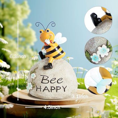 Smadeer Garden Decor Bee Outdoor Statues Sculpture Bumblebee Figurine for Patio Lawn Porch Yard Backyard Honey Bees for Insect Lovers Gifts Garden Ornaments for Home Decor Spring Summer